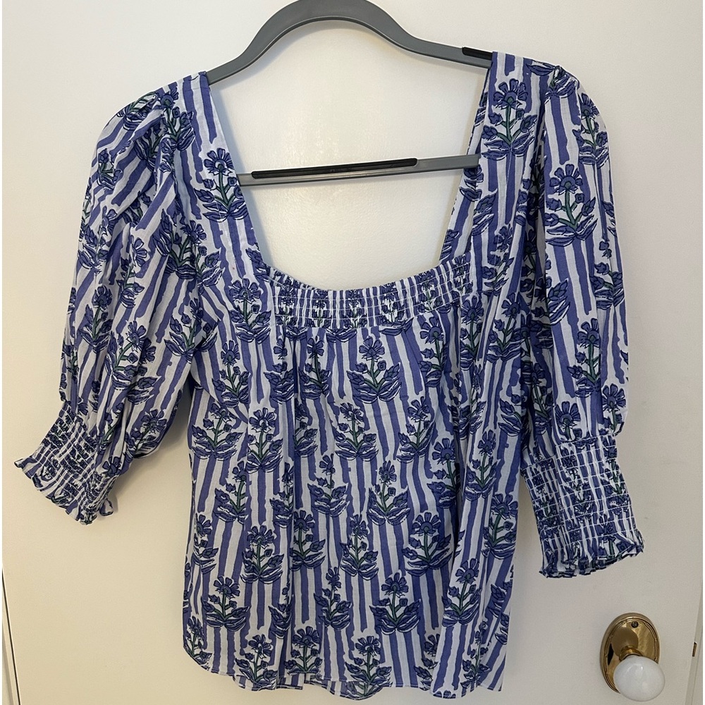 Ophelia and Indigo Mary Top x Lemon Stripes